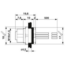 M12 8 Pole Panel Mount FEMALE with 50cm wiring