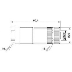 M12-S Power (3+PE) FeMale Circular Cable Connector