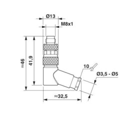 M8 3-pole Angle Male Connector (1407583)