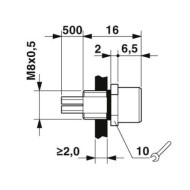 M8 3-pole Panel Mount Female with 50cm wiring (1500350) M8 3-pole Panel Mount Female with 50cm wiring (1500350)