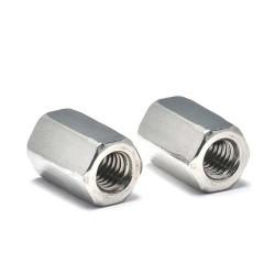 Stainless Steel Material M5 M6 DIN6334 Metric Size Support Customization Hex Coupling Nuts