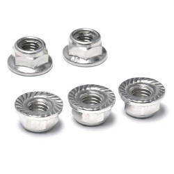 Serrated Flange Hex Lock Nuts 304 316 Stainless Steel Full Thread Hex Drive Serrated Hex Flange Nuts