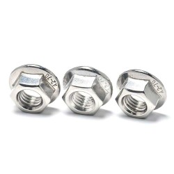 Serrated Stainless Steel Nuts Flange Hex Lock Nuts 304 Stainless Steel Hex Drive Bright Finish M8 M10 Flange Bolt And Nuts