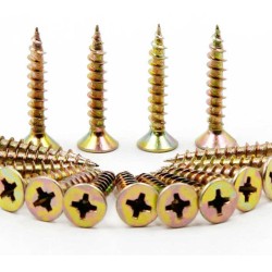 High-Quality Brass Flat Head Trox Drive Chipboard Screws - 28mm for MDF and Chipboard Applications High-Quality Brass Flat Head Trox Drive Chipboard Screws - 28mm for MDF and Chipboard Applications