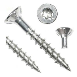 High Quality Torx Socket Double CSK Wood Screws - Stainless Steel or Zinc Plated with Ribs