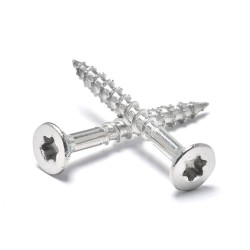 Type 17 Torx Socket Double CSK Wood Screws - Stainless Steel or Zinc Plated with Ribs and Cutting Point