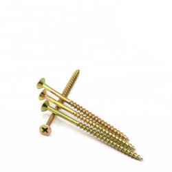 High-Strength 6 Inch Yellow Zinc Coated Chipboard Screws - Countersunk Head for Wood and Chipboard High-Strength 6 Inch Yellow Zinc Coated Chipboard Screws - Countersunk Head for Wood and Chipboard