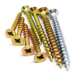 High-Strength 6 Inch Yellow Zinc Coated Chipboard Screws - Countersunk Head for Wood and Chipboard High-Strength 6 Inch Yellow Zinc Coated Chipboard Screws - Countersunk Head for Wood and Chipboard