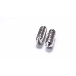 Polished Passivation Stainless Steel 304/316 DIN553 Slotted Set Screw with Cone Point - Metric M3/M4 Polished Passivation Stainless Steel 304/316 DIN553 Slotted Set Screw with Cone Point - Metric M3/M4