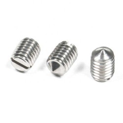 Polished Passivation Stainless Steel 304/316 DIN553 Slotted Set Screw with Cone Point - Metric M3/M4 Polished Passivation Stainless Steel 304/316 DIN553 Slotted Set Screw with Cone Point - Metric M3/M4
