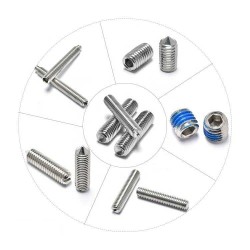Flat, Cone, Dog, Cup Point Hex Socket Set Screws - Torx Drive, Stainless Steel 304, M2-M8 Flat, Cone, Dog, Cup Point Hex Socket Set Screws - Torx Drive, Stainless Steel 304, M2-M8