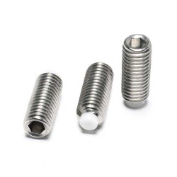 M3/M4 Stainless Steel Hex Socket Head Grub Set Screw - Plastic Tip, Dog Point, Hollow M3/M4 Stainless Steel Hex Socket Head Grub Set Screw - Plastic Tip, Dog Point, Hollow