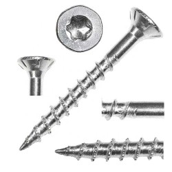 Torx Socket CSK Flanged Head Wood Screws - Stainless Steel and Zinc Plated Flat Double Countersunk Head