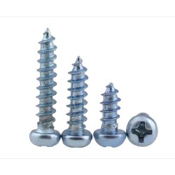 3-16mm Zinc Plated Self-Tapping Sheet Metal Screws - Round Head, Plum Blossom Drive
