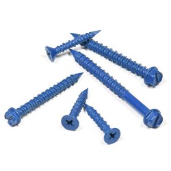 Blue Ceramic Coated Indented/Slotted Hex Wafer Head Hi-Low Notched Thread Self-Tapping Screw with Diamond Point