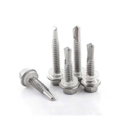 Hex Washer Head 410 Stainless Steel Self-Drilling Screws for Metal Sheets - 10pcs Hex Washer Head 410 Stainless Steel Self-Drilling Screws for Metal Sheets - 10pcs