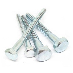 High-Strength Zinc Plated Hex Head Lag Screws - 4 Inch for Exterior Wood Projects