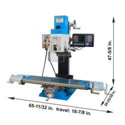 VM32L 8 inch x 33 inch Benchtop Milling Machine Variable Speed 100-2250 RPM  2HP(1500W) Brushless Motor Bench Mill Drill with R8 Spindle and 3-Axis DRO