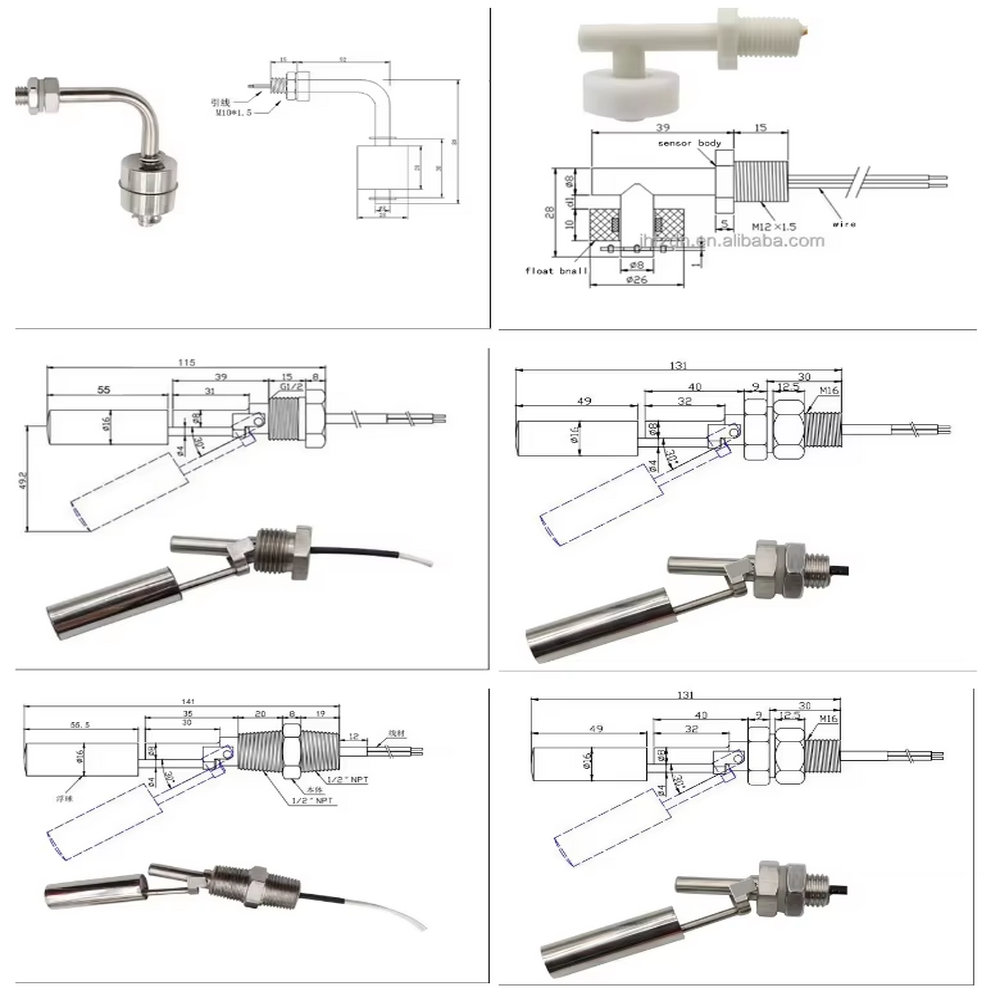 Stainless Steel Float Water Sensor Side Mounted G1/2 Metal Float Switch ...