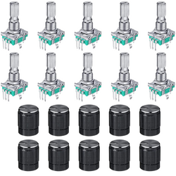 10PCS Digital Potentiometer Rotary Encoder, 5 Pins, 360 Degree with 20mm Handle 10PCS Digital Potentiometer Rotary Encoder, 5 Pins, 360 Degree with 20mm Handle
