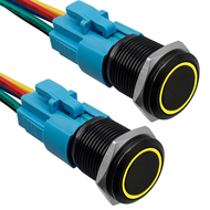 Spring Loaded Push Button Switch, 2Pcs Yellow Led Momentary Switch 5 Pin 12V Waterproof Metal Power Switch for 16mm Mounting Hole with Wire Connector Spring Loaded Push Button Switch, 2Pcs Yellow Led Momentary Switch 5 Pin 12V Waterproof Metal Power Switch for 16mm Mounting Hole with Wire Connector