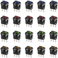 20PCS 3Pin 20A 12V Round Rocker Toggle Switch with LED Light Blue Yellow Red Green Light On-Off Control Switch 20PCS 3Pin 20A 12V Round Rocker Toggle Switch with LED Light Blue Yellow Red Green Light On-Off Control Switch
