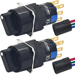 2PCS Mini Rotary Switch 3-Position DPDT 5A 250V, UL Certified