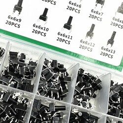 10 Value= 200Pcs/Set Tact Switch Tactile Push Button Switch Kit Height 6*6*4.3MM~13MM DIP 4P Micro Switch Key 6X6 10 Value= 200Pcs/Set Tact Switch Tactile Push Button Switch Kit Height 6*6*4.3MM~13MM DIP 4P Micro Switch Key 6X6