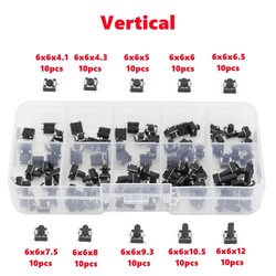 100 PCS 10 Models 6*6 Tact Switch Tactile Push Button Switch Kit Height: 4.1 5~12MM DIP 4P Micro Switch 6x6 Key Switch 100 PCS 10 Models 6*6 Tact Switch Tactile Push Button Switch Kit Height: 4.1 5~12MM DIP 4P Micro Switch 6x6 Key Switch