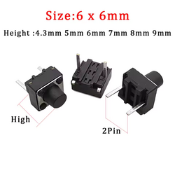 20/50/100Pcs Micro Tactile Switch Momentary Tact DIP Switch 2Pin 6 x 6mm Micro Touch Push Button Switch High 5mm 6mm 7mm 8mm 9mm 20/50/100Pcs Micro Tactile Switch Momentary Tact DIP Switch 2Pin 6 x 6mm Micro Touch Push Button Switch High 5mm 6mm 7mm 8mm 9mm