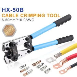 1 Set Socoje Battery Cable Copper Lug Crimping Tool HX-50B 10-1 AWG With 60Pcs Copper Ring Terminals 8 Sizes Cable Lugs Set 1 Set Socoje Battery Cable Copper Lug Crimping Tool HX-50B 10-1 AWG With 60Pcs Copper Ring Terminals 8 Sizes Cable Lugs Set