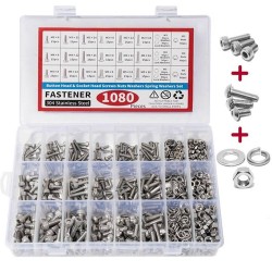 1080pcs Nuts And Bolts Assortment Kit M3 M4 M5 M6 Screw Set Button Head Socket Head Metric Screws 304 Stainless Steel Nut Bolt Assortment Sets 1080pcs Nuts And Bolts Assortment Kit M3 M4 M5 M6 Screw Set Button Head Socket Head Metric Screws 304 Stainless Steel Nut Bolt Assortment Sets