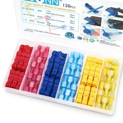 120pcs T-Tap Wire Connectors Self-Stripping Quick Splice Electrical Wire Terminals Insulated Male Quick Disconnect Spade Terminals Assortment Kit 120pcs T-Tap Wire Connectors Self-Stripping Quick Splice Electrical Wire Terminals Insulated Male Quick Disconnect Spade Terminals Assortment Kit