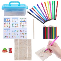 24/36/60x Color Painting Tools Kit Painting Template Graffiti Kid Handmade Wooden Toy 1 set 24/36/60x Color Painting Tools Kit Painting Template Graffiti Kid Handmade Wooden Toy 1 set
