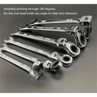 8-19mm 180° Movable Head Double-ended Wrench With Ratchet Dual-Use Ratcheting Wrench Set Auto-Fast  Effort-Saving Combination Spanner 8-19mm 180° Movable Head Double-ended Wrench With Ratchet Dual-Use Ratcheting Wrench Set Auto-Fast  Effort-Saving Combination Spanner