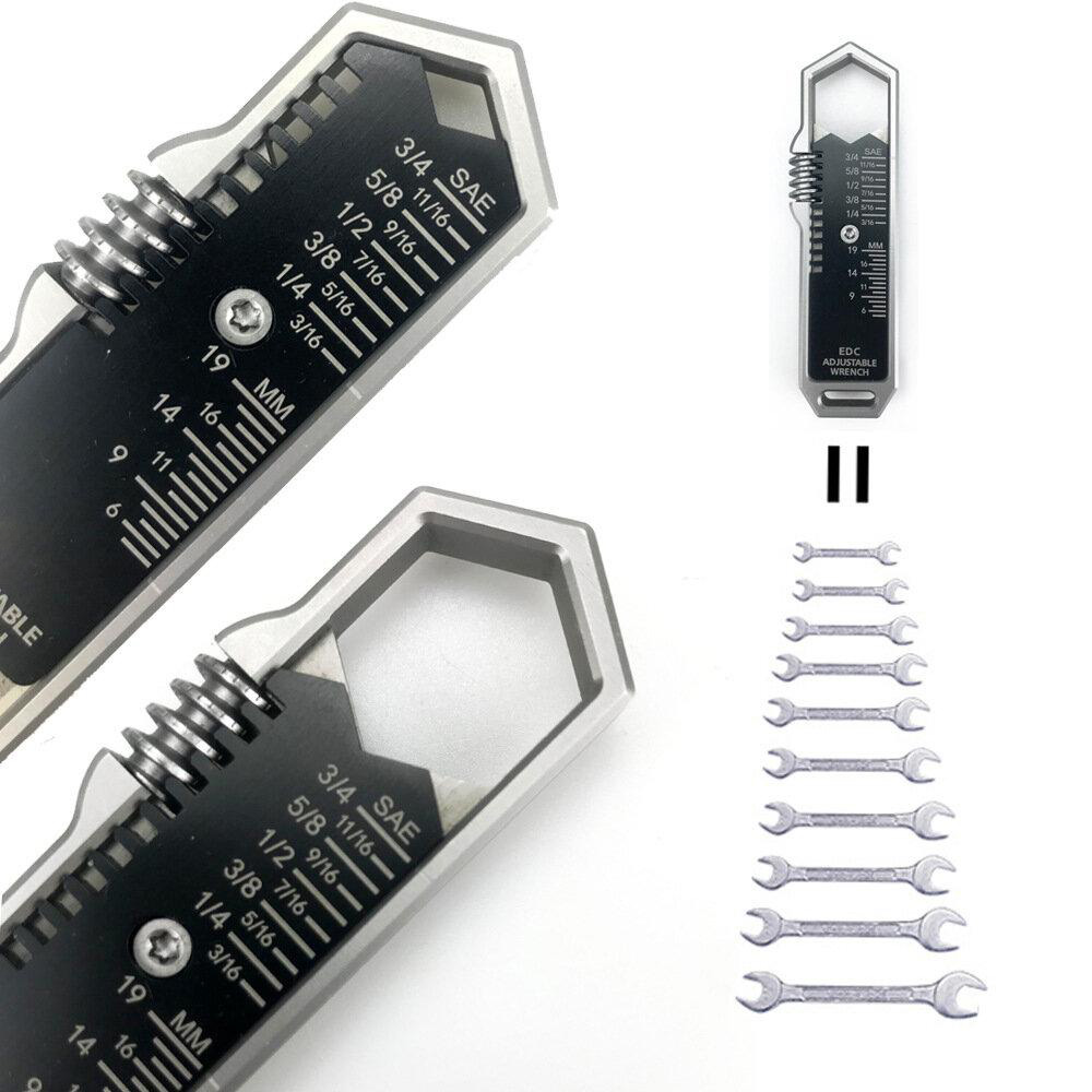 EDC Adjustable Wrench Multitool with 25 SAE and Metric Sizes OneHanded