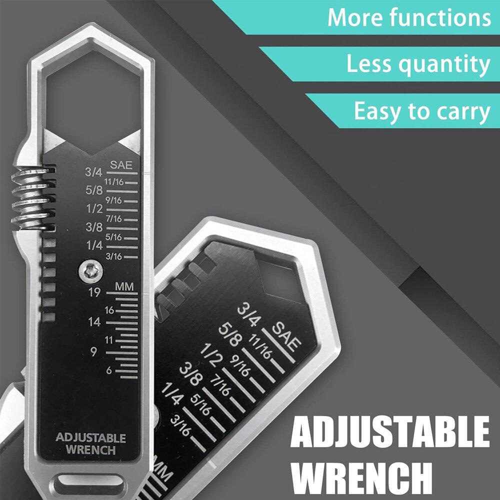 EDC Adjustable Wrench Multitool with 25 SAE and Metric Sizes OneHanded