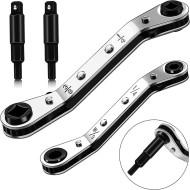 Service Wrench Tool 3/16 to 3/8 5/16 x 1/4Air Conditioner Valve Ratchet Wrench with 2 Hexagon Bit Adapter Kit Service Wrench Tool 3/16 to 3/8 5/16 x 1/4Air Conditioner Valve Ratchet Wrench with 2 Hexagon Bit Adapter Kit