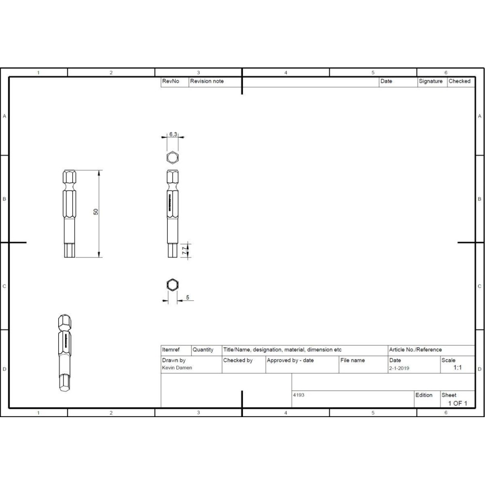 Socket Dimensions Sw4 Socket Attachment - Type A 1/4“ SW5mm
