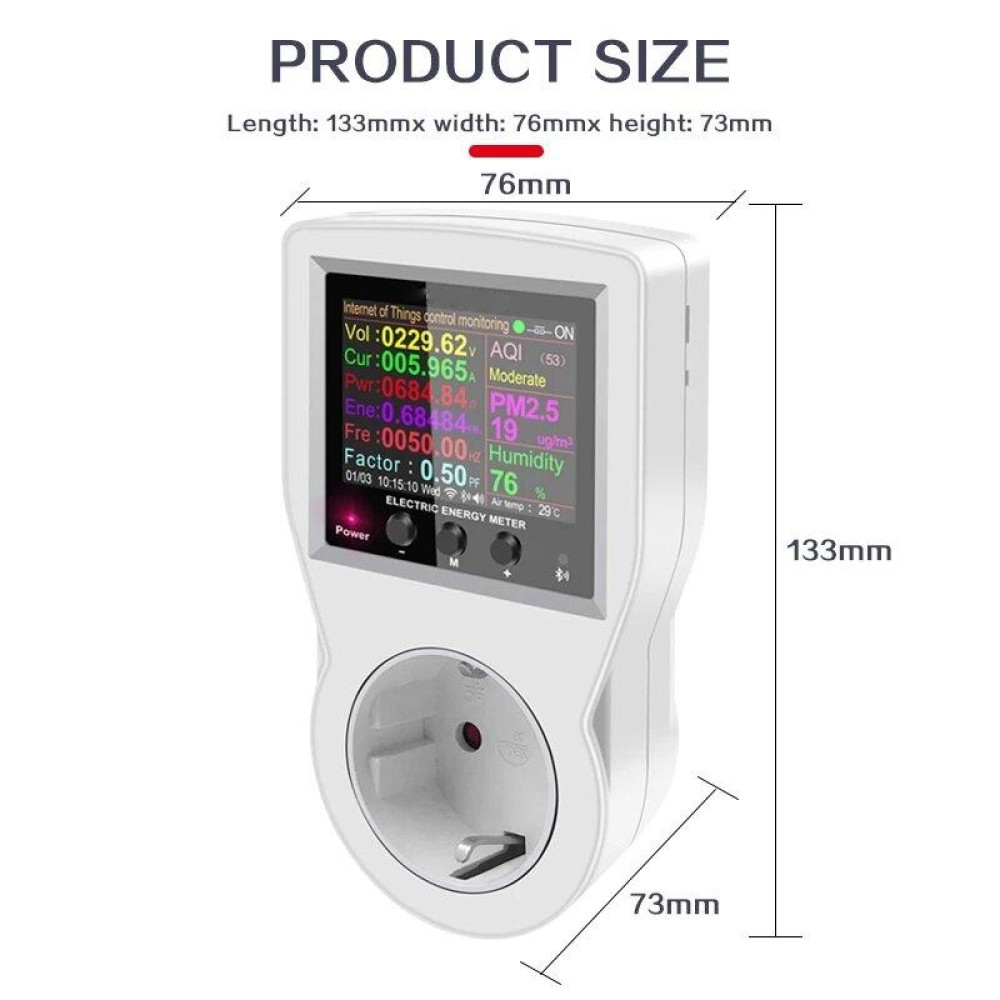 WIFI Digital Wattmeter EU Plug 220V AC Power Meter Electricy
