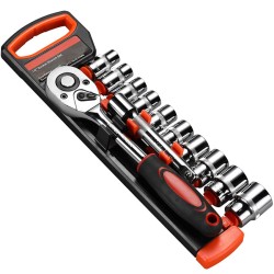 12pcs 1/2 Inch Ratchet Socket Wrench Set, Drive Socket Set with 10 Sockets 10-15,17,19,22,24mm 12pcs 1/2 Inch Ratchet Socket Wrench Set, Drive Socket Set with 10 Sockets 10-15,17,19,22,24mm