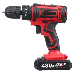 48VF Cordless Electric Impact Drill Rechargeable Drill Screwdriver W/ 1 or 2 Li-ion Battery 1pc