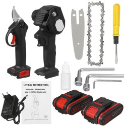 88VF 2IN1 Cordless Electric Chain Saw Pruning Shears Secateur Branch Cutter Scissor Woodworking Tool W/ 2pcs Battery 88VF 2IN1 Cordless Electric Chain Saw Pruning Shears Secateur Branch Cutter Scissor Woodworking Tool W/ 2pcs Battery