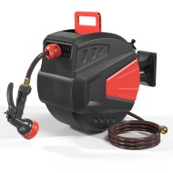ELG01 Retractable Garden Hose Reel 100ft PVC Heavy-Duty Wall Mounted 9-Pattern Nozzle Adjustable Lock Length 180 degrees Swivel Bracket Top Rated ELG01 Retractable Garden Hose Reel 100ft PVC Heavy-Duty Wall Mounted 9-Pattern Nozzle Adjustable Lock Length 180 degrees Swivel Bracket Top Rated
