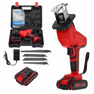 Socoje 48VF Electric Cordless Reciprocating Saw Chainsaw + 4 Saw Blades Metal Cutting Woodworking Tools Set Socoje 48VF Electric Cordless Reciprocating Saw Chainsaw + 4 Saw Blades Metal Cutting Woodworking Tools Set