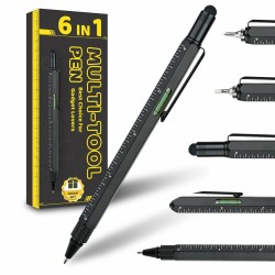 6-in-1 Multitool Pen with Stylus Rulers Level Screwdrivers Durable Aluminum Alloy Body Retractable Design Ideal Gift with Additional Refills 6-in-1 Multitool Pen with Stylus Rulers Level Screwdrivers Durable Aluminum Alloy Body Retractable Design Ideal Gift with Additional Refills