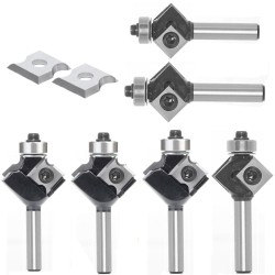 2 in 1 Disposable Insert Router Bit Corner Round or Bevel Knife Style Carbide with Bearing Milling Cutters for Wood
