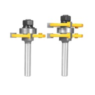 2pcs Router Bit Tool Set With Adjustable 1/4 Inch Shank Wood Milling With 45 Degree Lock Miter Router Bit T Shape 3 Teeth Wood Milling Cutter 2pcs Router Bit Tool Set With Adjustable 1/4 Inch Shank Wood Milling With 45 Degree Lock Miter Router Bit T Shape 3 Teeth Wood Milling Cutter
