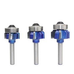 6mm 8mm 1/4Shank Z4 Corner Round Router Bit R1 R2 R3 Trim Edging Woodworking Mill Cutter Bit 3PCS 