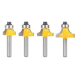 6.35mm Shank Router Bits Set Corner Round Over Milling Cutter R1/8"、R1/4"、R3/16"、R5/16" 4pcs
